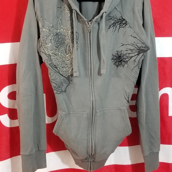 *SOLD*Fox Racing Gray and Black Full Zip MX Hoodie - Picture 3 of 7